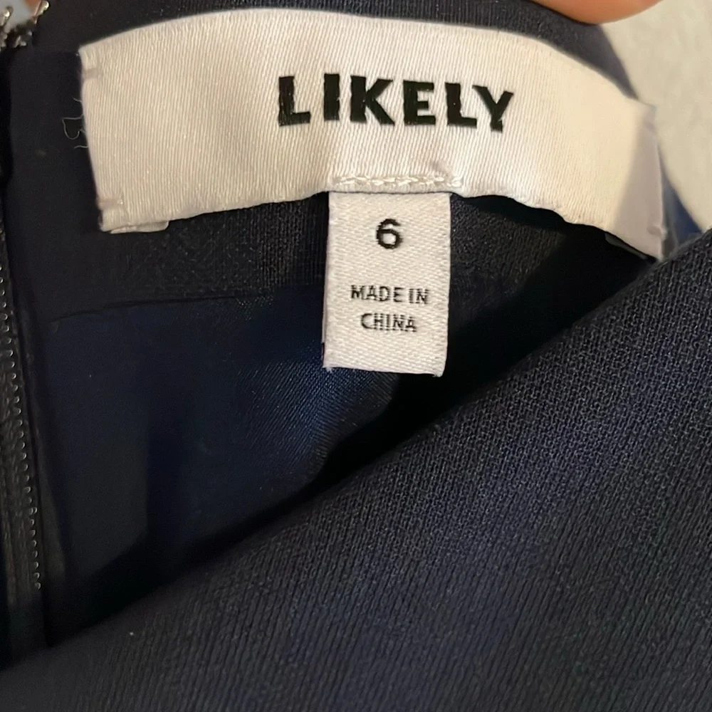 Likely Brooklyn Dress‎ Women’s Size 6 Bodycon Cocktail Slit Midi Navy Blue - Picture 8 of 10